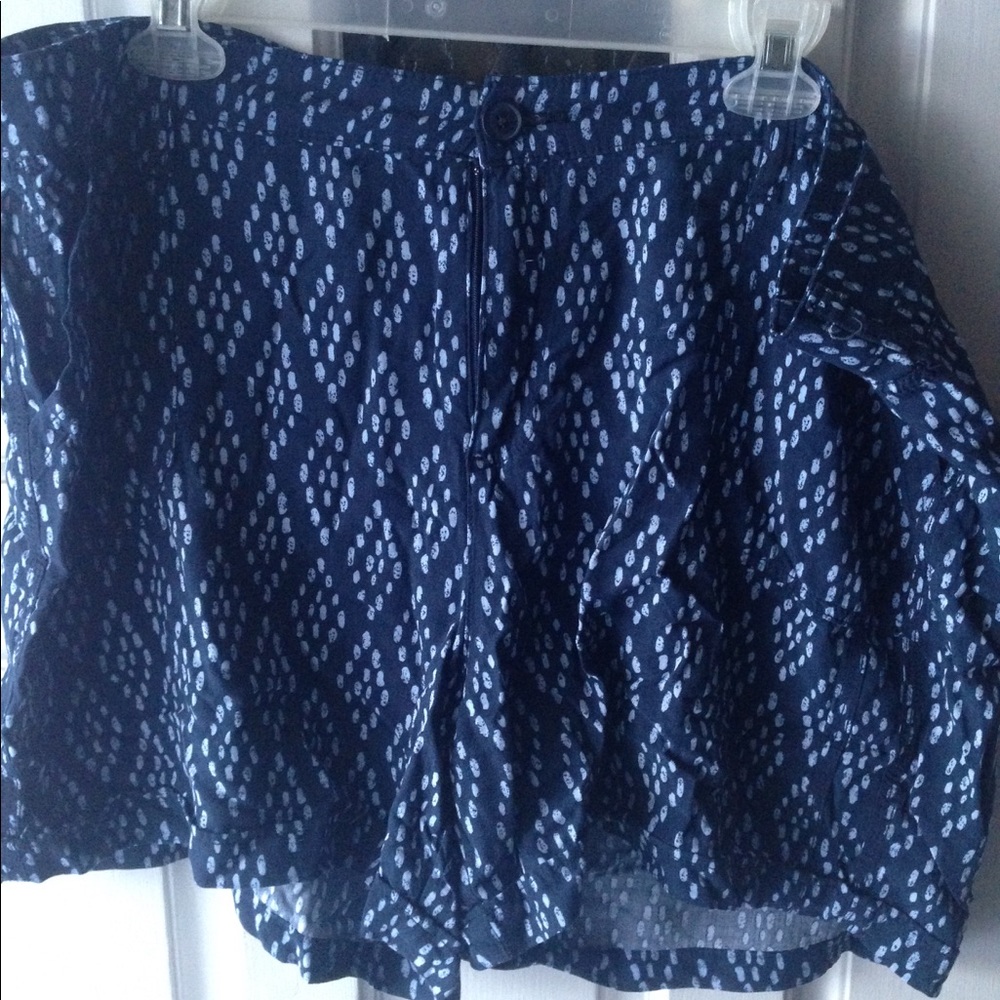 Navy blue shorts with pale blue pattern